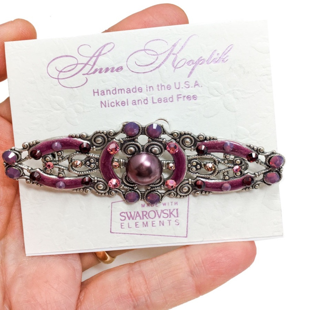 Purple Deco Pin Brooch By Anne Koplik, Made In USA
